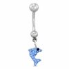 Thumbnail Image 1 of 014 Gauge Dolphin Dangle Belly Button Ring with Blue Crystals in Stainless Steel