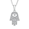 Thumbnail Image 0 of 0.09 CT. T.W. Diamond Hamsa with Evil Eye Pendant in Sterling Silver