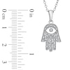 Thumbnail Image 1 of 0.09 CT. T.W. Diamond Hamsa with Evil Eye Pendant in Sterling Silver