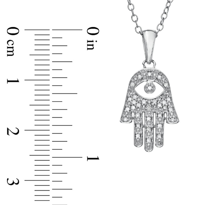 0.09 CT. T.W. Diamond Hamsa with Evil Eye Pendant in Sterling Silver