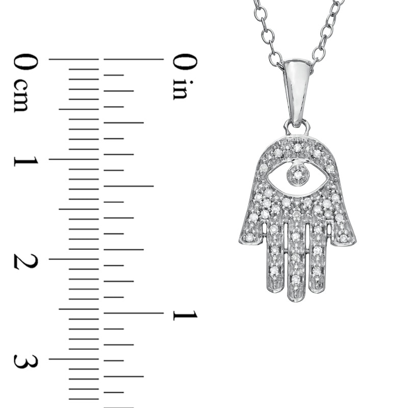 Main Image 2 of 0.09 CT. T.W. Diamond Hamsa with Evil Eye Pendant in Sterling Silver