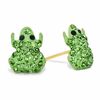Thumbnail Image 1 of Child's Green Crystal Frog Earrings in 14K Gold