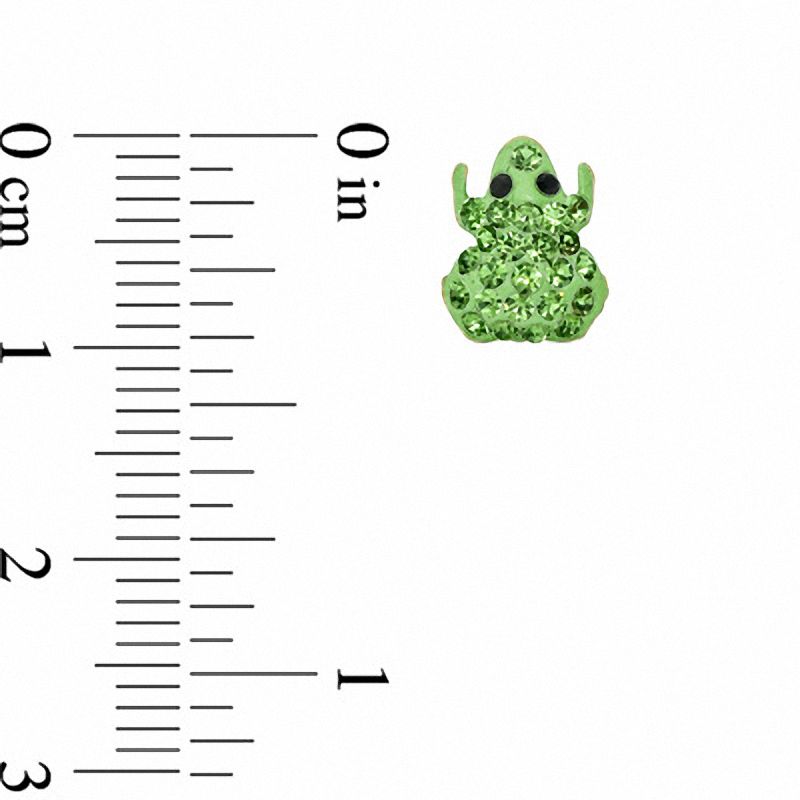 Main Image 2 of Child's Green Crystal Frog Earrings in 14K Gold