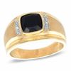 Thumbnail Image 0 of Men's 8.0mm Cushion-Cut Onyx and Diamond Accent Ring in 10K Gold