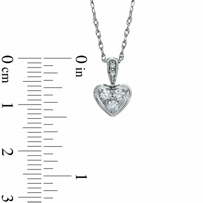 0.20 CT. T.W. Diamond Three Stone Heart Pendant in 10K White Gold