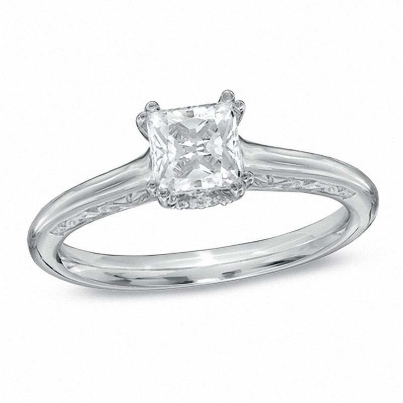 Main Image 1 of 0.75 CT. T.W. Certified Princess-Cut Diamond Engagement Ring in 14K White Gold