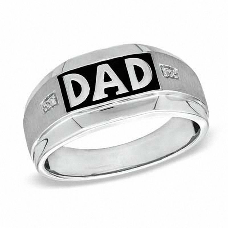 Men's Diamond Accent "DAD" Ring in 10K White Gold|Peoples Jewellers