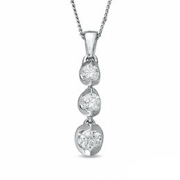 0.25 CT. T.W. Certified Canadian Diamond Three Stone Pendant in 14K White Gold (I/I2) - 17''