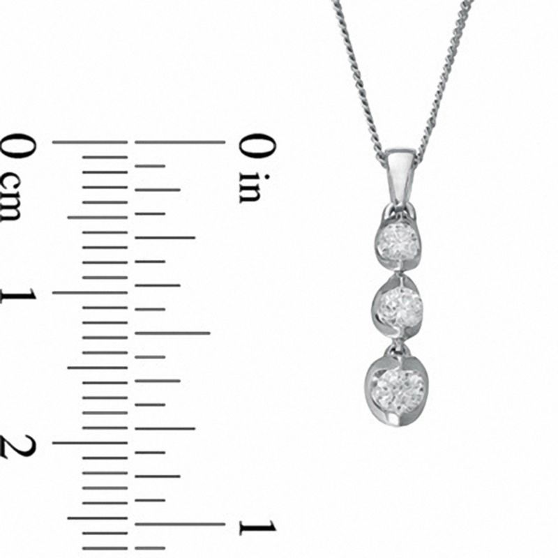 Main Image 2 of 0.25 CT. T.W. Certified Canadian Diamond Three Stone Pendant in 14K White Gold (I/I2) - 17''