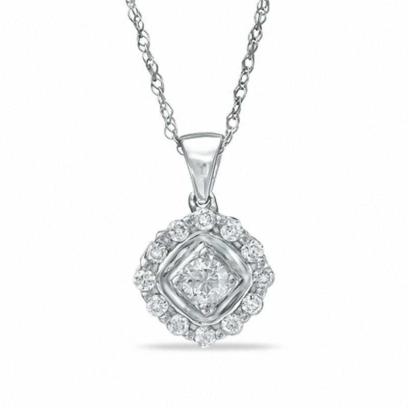 Main Image 1 of 0.25 CT. T.W. Diamond Frame Pendant in 10K White Gold