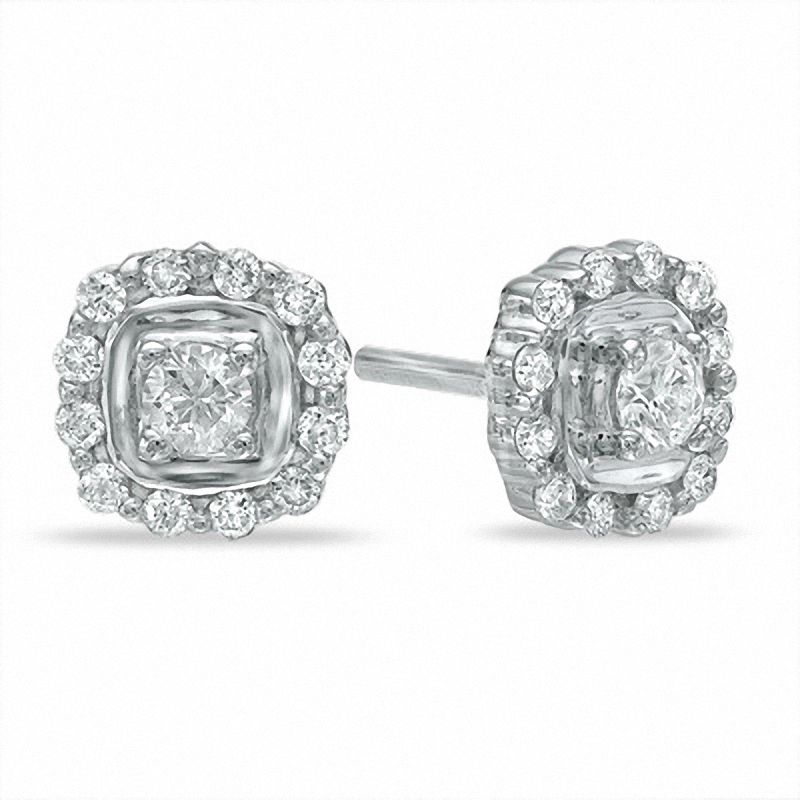 0.25 CT. T.W. Diamond Frame Earrings in 10K White Gold|Peoples Jewellers