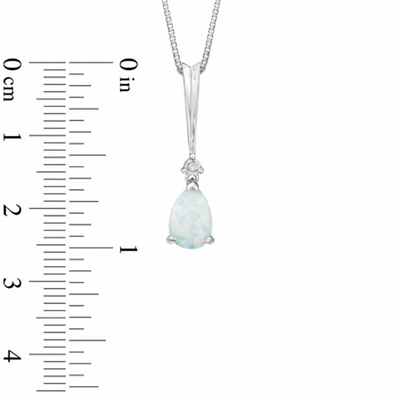 Main Image 2 of Pear-Shaped Lab-Created Opal and Diamond Accent Pendant and Earrings Set in Sterling Silver