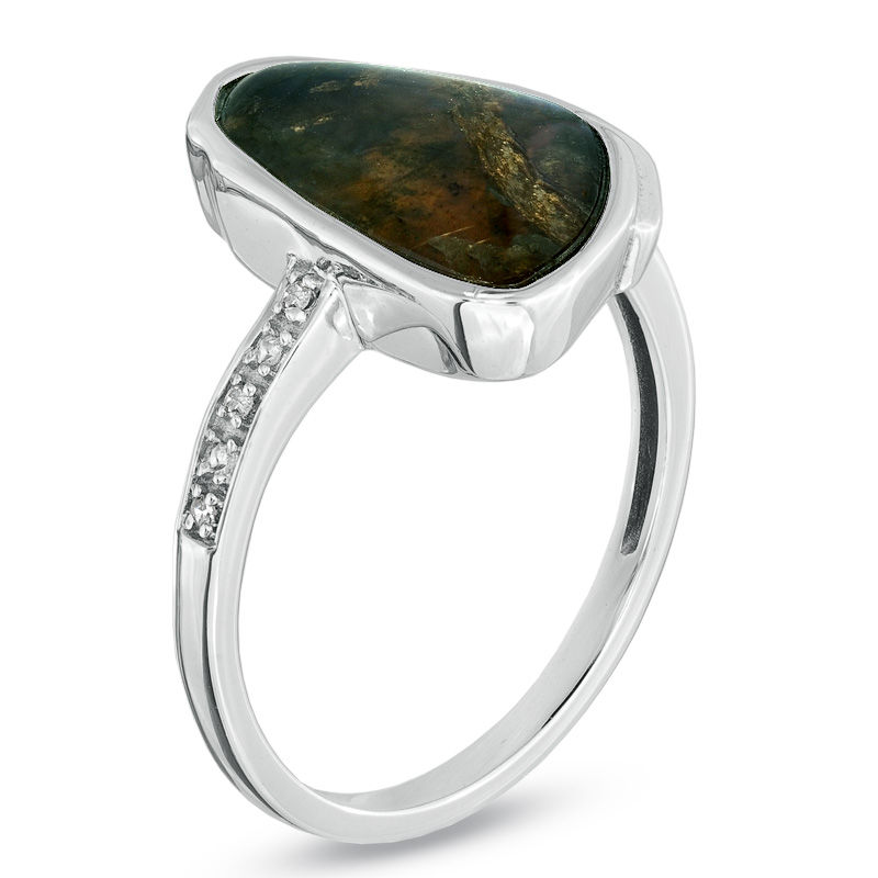 Ammonite and Diamond Accent Ring in 10K Gold