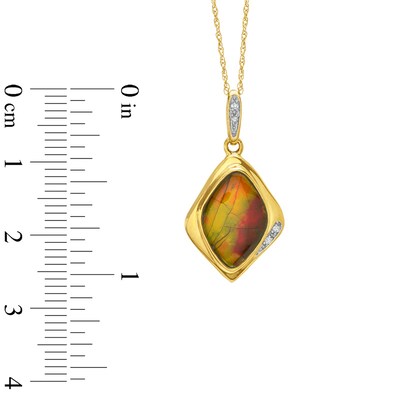 Ammonite and Diamond Accent Drop Pendant in 10K Gold