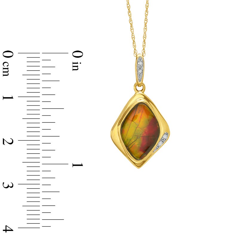Main Image 2 of Ammonite and Diamond Accent Drop Pendant in 10K Gold