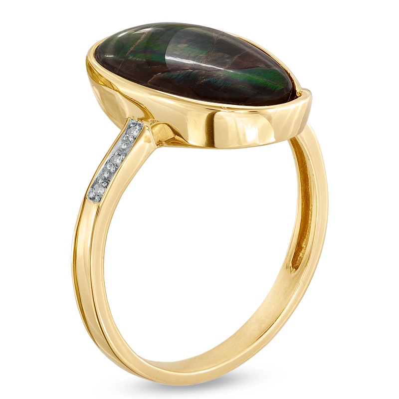 Main Image 2 of Ammonite and Diamond Accent Ring in 10K Gold