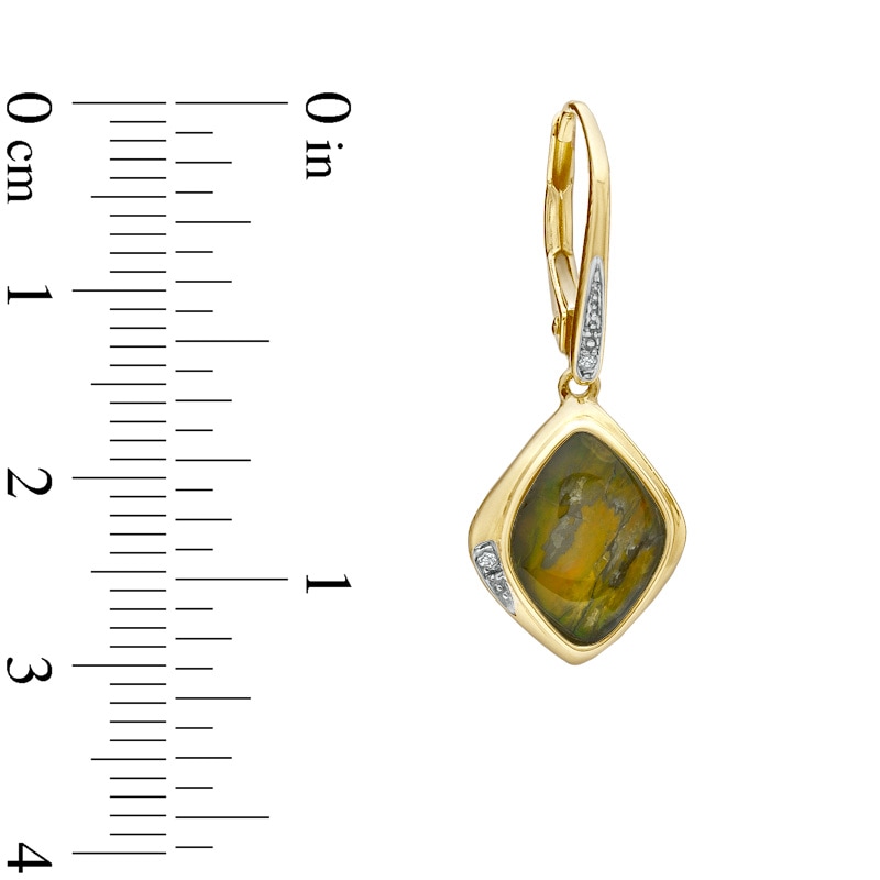 Ammonite and Diamond Accent Drop Earrings in 10K Gold