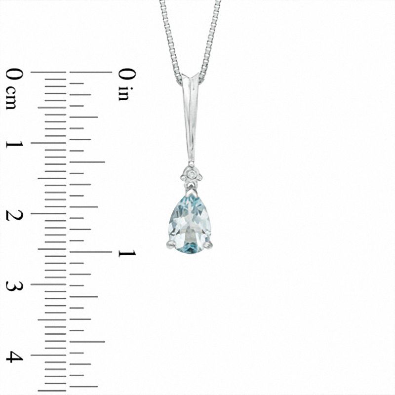 Pear-Shaped Aquamarine and Diamond Accent Stick Pendant and Earrings Set in Sterling Silver