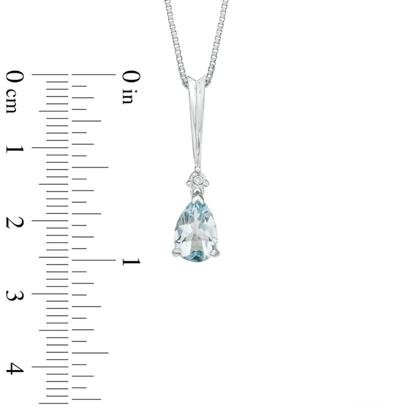 Pear-Shaped Aquamarine and Diamond Accent Stick Pendant and Earrings Set in Sterling Silver