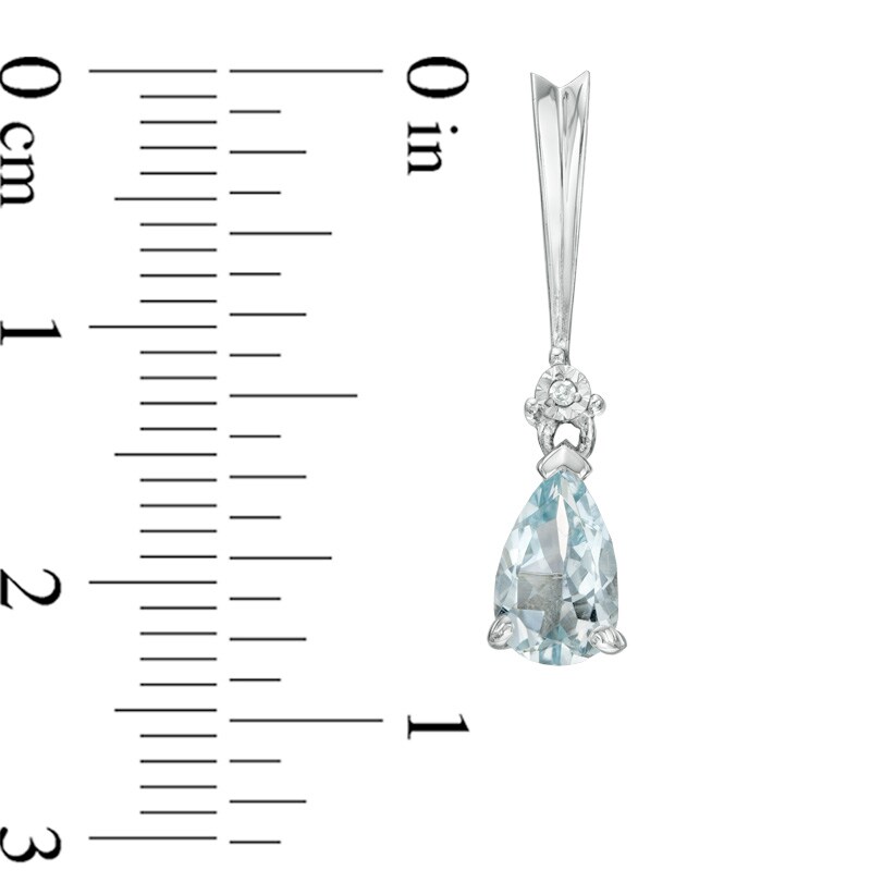 Main Image 3 of Pear-Shaped Aquamarine and Diamond Accent Stick Pendant and Earrings Set in Sterling Silver
