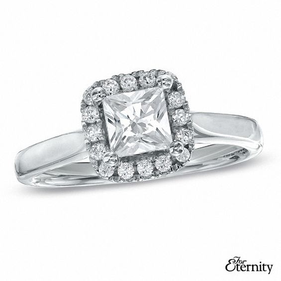 For Eternity 1.00 CT. T.W. Princess-Cut Diamond Frame Engagement Ring in 14K White Gold