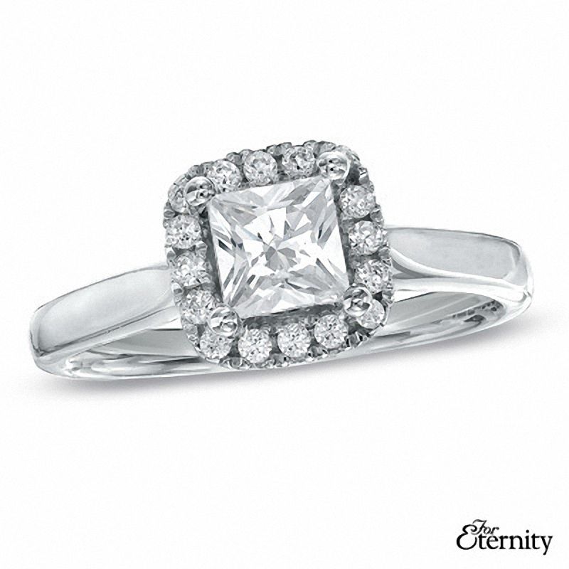 For Eternity 1.00 CT. T.W. Princess-Cut Diamond Frame Engagement Ring in 14K White Gold