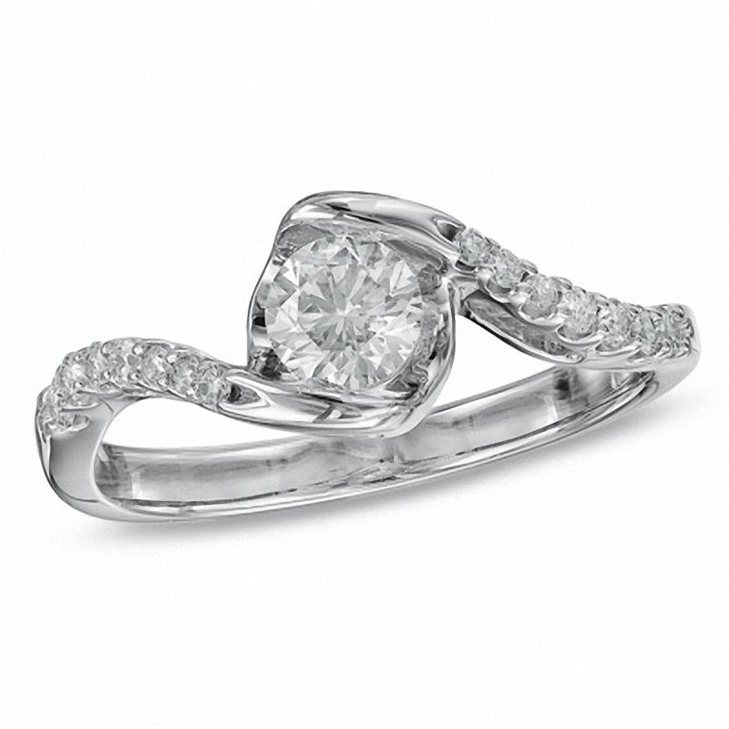 Main Image 1 of Sirena™ 0.50 CT. T.W. Diamond Twist Engagement Ring in 14K White Gold