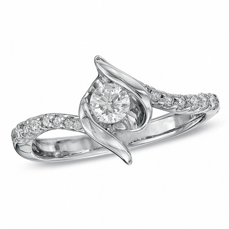 Sirena™ 0.33 CT. T.W. Diamond Swirl Engagement Ring in 14K White Gold|Peoples Jewellers