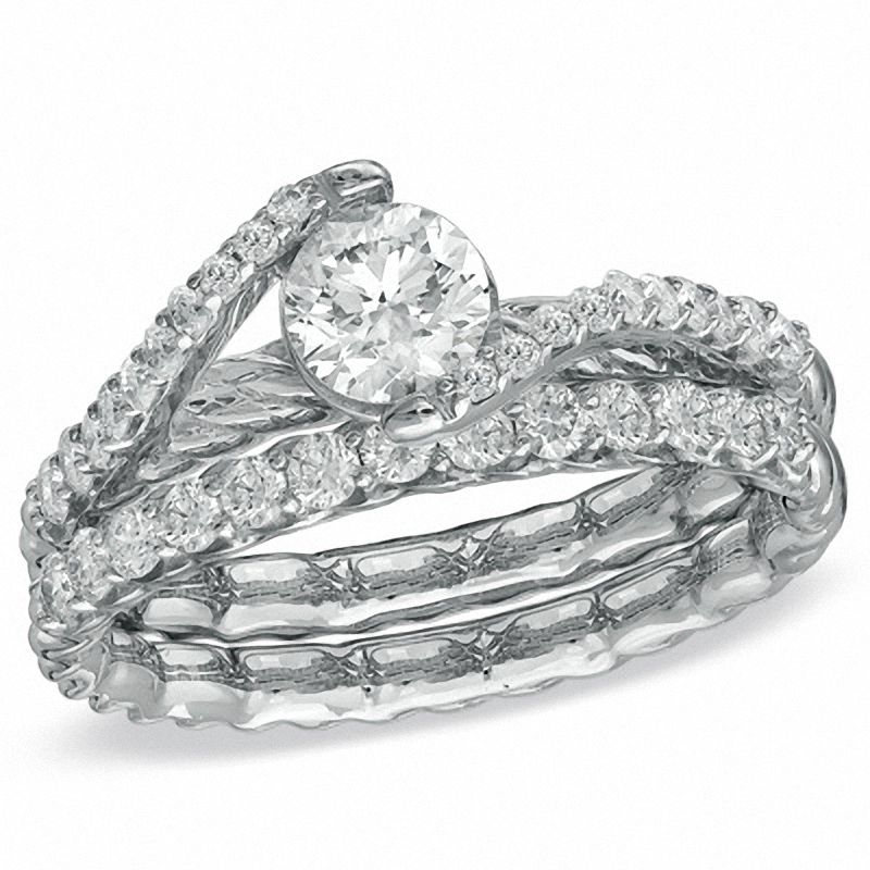 Sirena™ 1.00 CT. T.W. Diamond Bypass Bridal Set in 14K White Gold|Peoples Jewellers