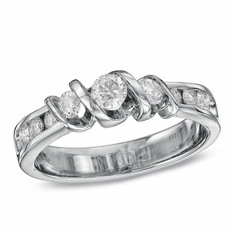 Sirena™ 0.50 CT. T.W. Diamond Three Stone Engagement Ring in 14K White Gold|Peoples Jewellers