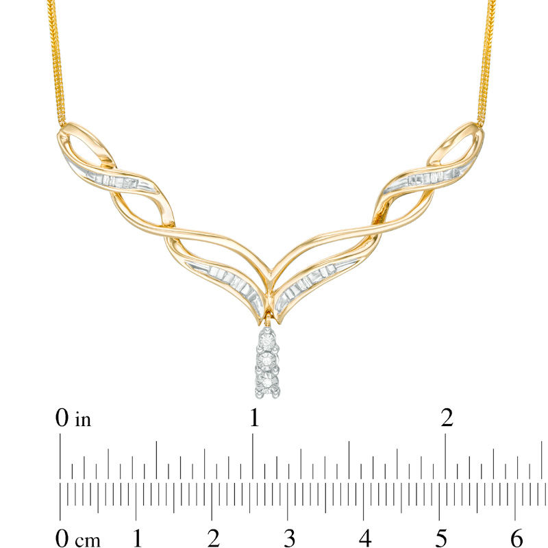0.10 CT. T.W. Diamond Chevron Necklace in 10K Gold