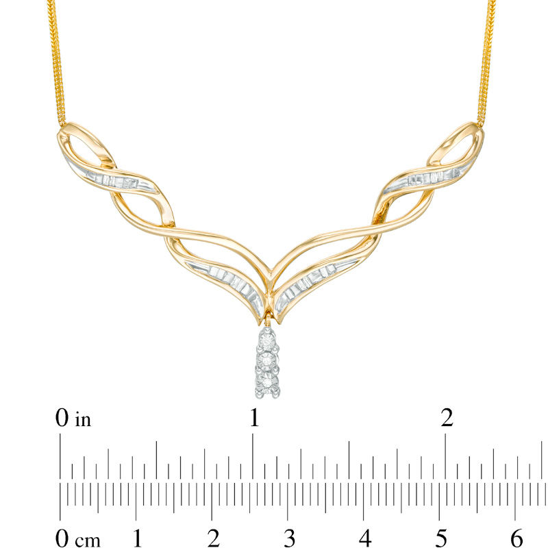 Main Image 3 of 0.10 CT. T.W. Diamond Chevron Necklace in 10K Gold