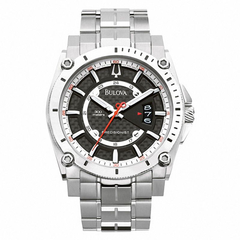 Men's Bulova Champlain Collection Precisionist Watch with Black Carbon Fibre Dial (Model: 96B133)