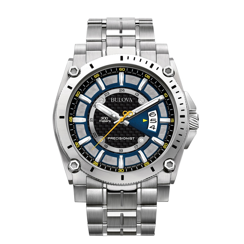 Men's Bulova Precisionist Champlain Watch with Black Carbon Fibre Dial (Model: 96B131)