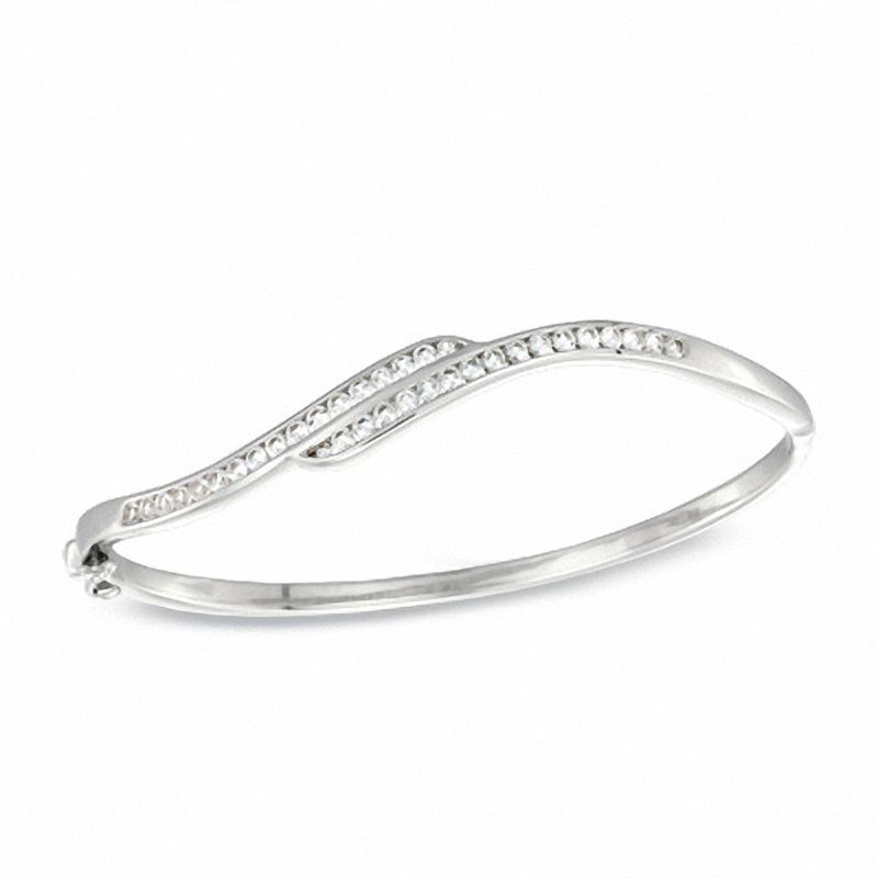 Lab-Created White Sapphire Bangle in Sterling Silver