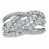 Lab-Created White Sapphire and Diamond Accent Twist Fashion Ring in Sterling Silver