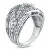 Thumbnail Image 1 of Lab-Created White Sapphire and Diamond Accent Twist Fashion Ring in Sterling Silver