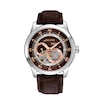 Men's Bulova Mechanical Strap Watch with Brown Skeleton Dial (Model: 96A120)
