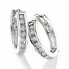 Thumbnail Image 1 of 0.10 CT. T.W. Diamond Huggie Hoop Earrings in 10K White Gold