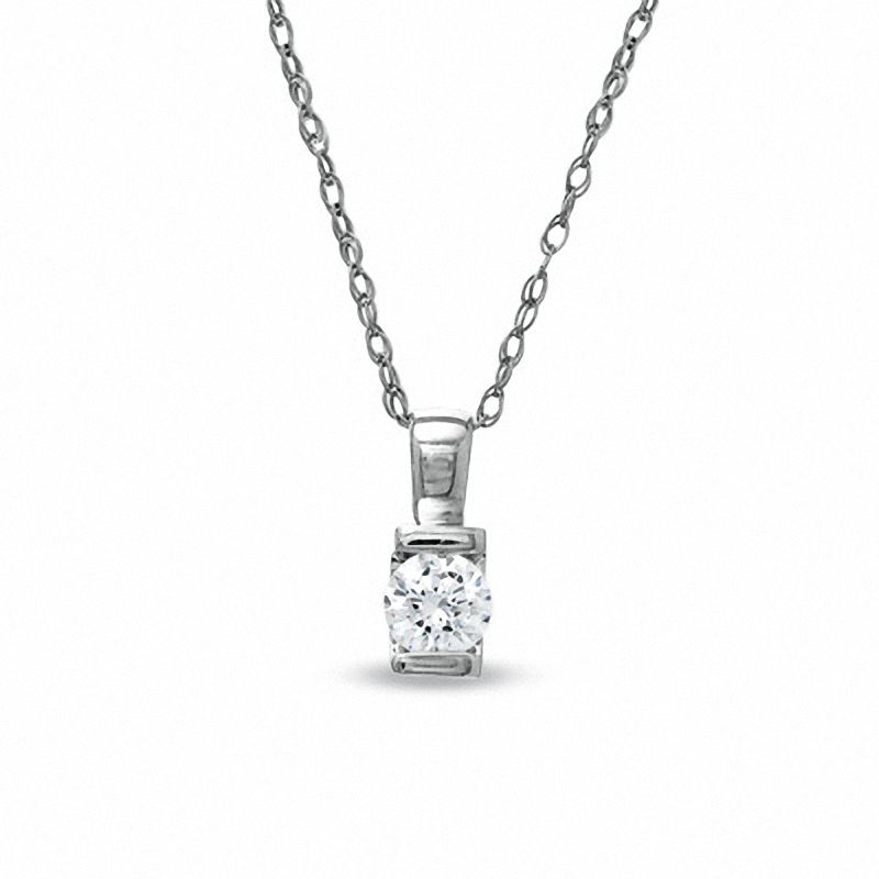 0.12 CT. Diamond Solitaire Pendant in 10K White Gold