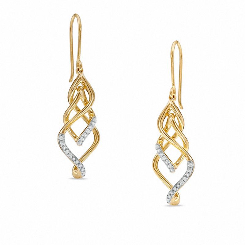 0.20 CT. T.W. Diamond Twisted Vine Earrings in 10K Gold|Peoples Jewellers