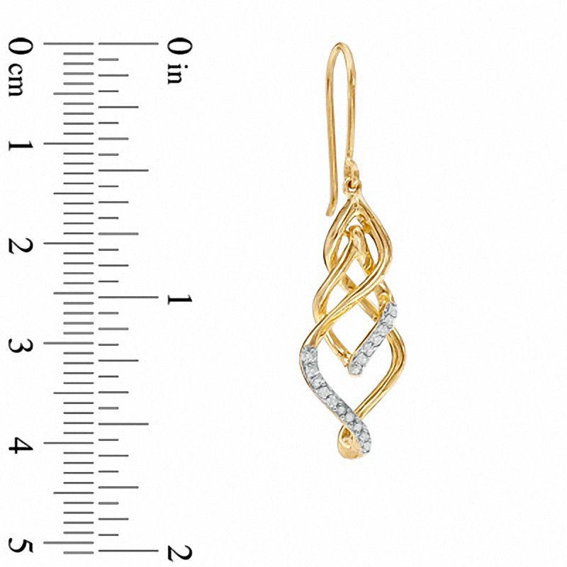 Main Image 2 of 0.20 CT. T.W. Diamond Twisted Vine Earrings in 10K Gold