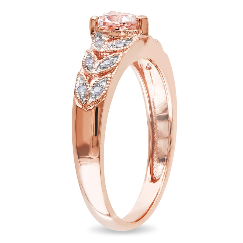 Main Image 2 of Heart-Shaped Morganite and Diamond Accent Ring in 10K Gold