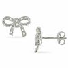 Thumbnail Image 1 of 0.05 CT. T.W. Diamond Bow Earrings in Sterling Silver