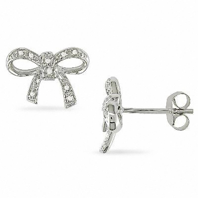 0.05 CT. T.W. Diamond Bow Earrings in Sterling Silver