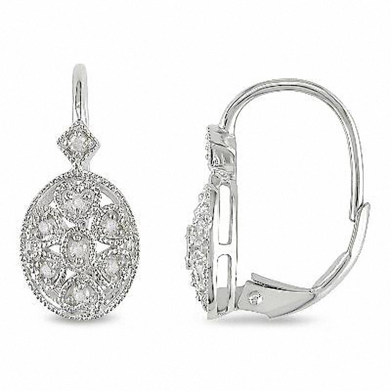 0.13 CT. T.W. Diamond Filigree Drop Earrings in Sterling Silver