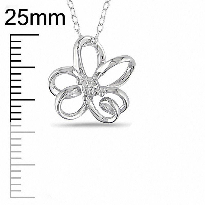 Diamond Accent Open Flower Pendant in Sterling Silver