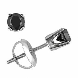 0.50 CT. T.W. Black Diamond Stud Earrings in 14K White Gold