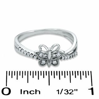 0.10 CT. T.W. Diamond Butterfly Fashion Ring in 10K White Gold