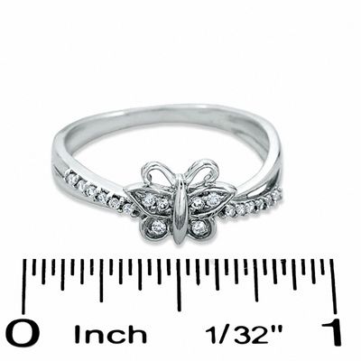 0.10 CT. T.W. Diamond Butterfly Fashion Ring in 10K White Gold